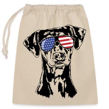 GERMAN PINSCHER Amérique Flag Dogs Wilsigns - Sac cadeau en coton avec cordon (25 x 30 cm) - nature - Devant