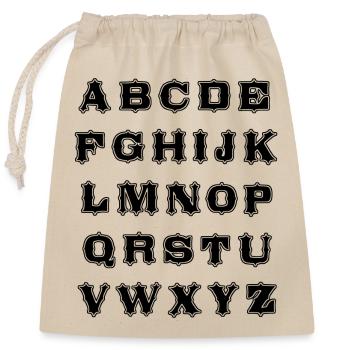 Alphabet - Verschließbarer Geschenkbeutel aus Baumwolle (25x30cm) - Natur - Vorne