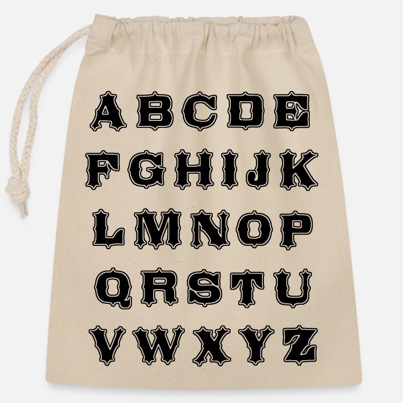 Alphabet - Sac cadeau en coton avec cordon (25 x 30 cm) - nature