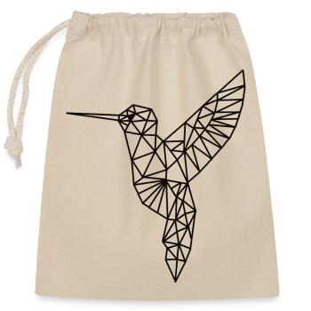 Kolibri in geometrischer Form einfarbig gehalten - Verschließbarer Geschenkbeutel aus Baumwolle (25x30cm) - Natur - Vorne