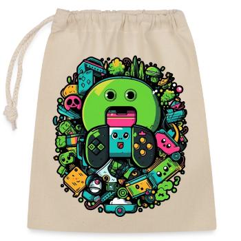 the green gamer - Verschließbarer Geschenkbeutel aus Baumwolle (25x30cm) - Natur - Vorne