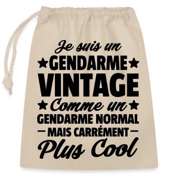 Je suis un gendarme vintage / cadeau gendarme - Sac cadeau en coton avec cordon (25 x 30 cm) - nature - Devant