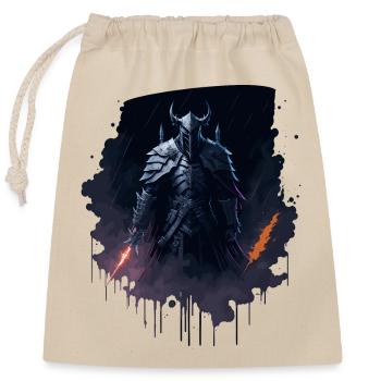Dark knight with flames of fire as weapons - Closable cotton gift bag (25x30cm) - nature - Front