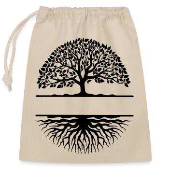 Baum mit Wurzeln Banner - Verschließbarer Geschenkbeutel aus Baumwolle (25x30cm) - Natur - Vorne