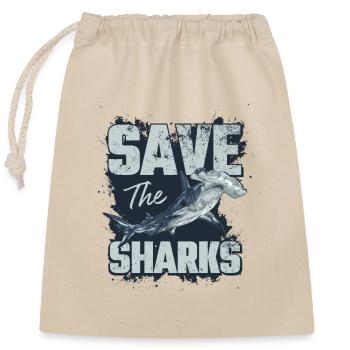 Sauvez les requins - Sac cadeau en coton avec cordon (25 x 30 cm) - nature - Devant