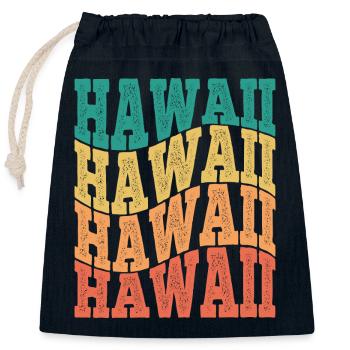 idee cadeau design graphique Hawaii multicouleur - Sac cadeau en coton avec cordon (25 x 30 cm) - bleu marine - Devant