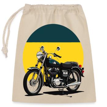 Vintage Motorcycle Illustration - Closable cotton gift bag (25x30cm) - nature - Front