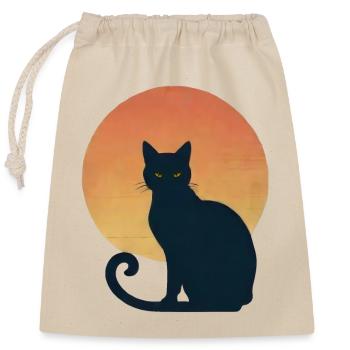 Cat shadow in sunset - Closable cotton gift bag (25x30cm) - nature - Front
