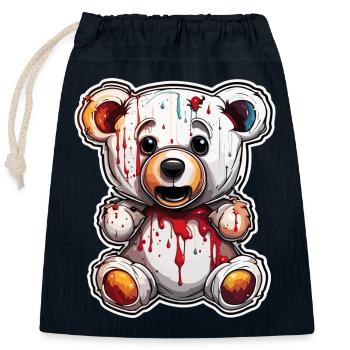 Teddybär / Kuscheltier / Stofftier / Geschenkidee - Verschließbarer Geschenkbeutel aus Baumwolle (25x30cm) - Navy - Vorne