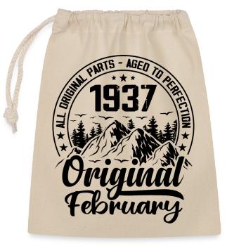 1937 February Original: 87 Years Anniversary Gift - Closable cotton gift bag (25x30cm) - nature - Front