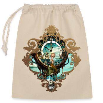 Fantastic Steampunk Marine Watch with Mermaid - Closable cotton gift bag (25x30cm) - nature - Front