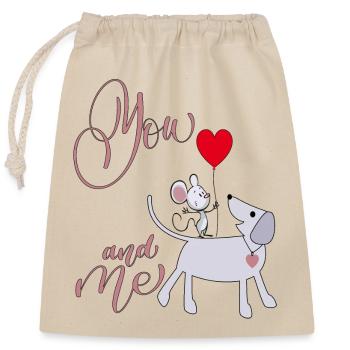 You and Me in Love - Verschließbarer Geschenkbeutel aus Baumwolle (25x30cm) - Natur - Vorne
