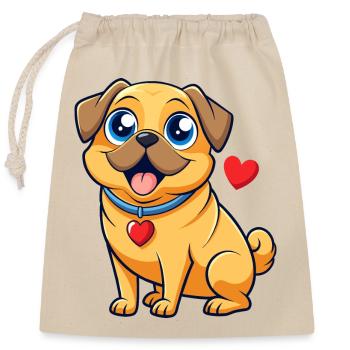 Liebevolle Puggle Digitale Kunst - Verschließbarer Geschenkbeutel aus Baumwolle (25x30cm) - Natur - Vorne