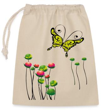 Schmetterling Frühling - Verschließbarer Geschenkbeutel aus Baumwolle (25x30cm) - Natur - Vorne