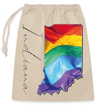LGBTQ Flagge in der Indiana State Landkarte IN - Verschließbarer Geschenkbeutel aus Baumwolle (25x30cm) - Natur - Vorne
