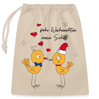 Merry Christmas - Closable cotton gift bag (25x30cm) - nature - Front