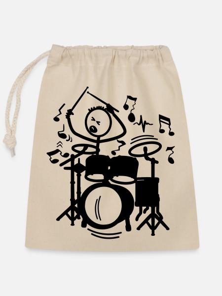 Wild Drummer Transparent - Verschließbarer Geschenkbeutel aus Baumwolle (25x30cm) - Natur