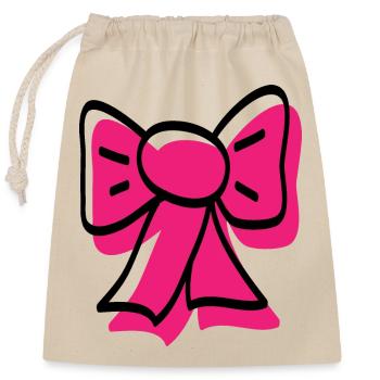 Pink ribbon - Closable cotton gift bag (25x30cm) - nature - Front