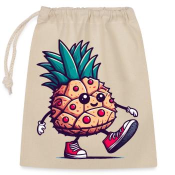 Walking Pineapple - Closable cotton gift bag (25x30cm) - nature - Front