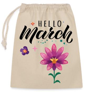 Bonjour Mois de Mars Mars - Sac cadeau en coton avec cordon (25 x 30 cm) - nature - Devant