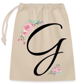 Lettre g fleurs - Sac cadeau en coton avec cordon (25 x 30 cm) - nature - Devant