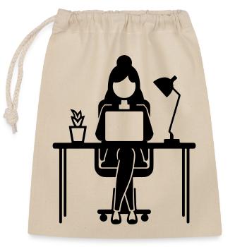 Worker Woman Computer Job - Closable cotton gift bag (25x30cm) - nature - Front