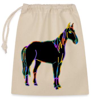 Cheval - Sac cadeau en coton avec cordon (25 x 30 cm) - nature - Devant
