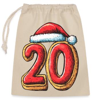 Biscuit de Noël à 20 chiffres - Sac cadeau en coton avec cordon (25 x 30 cm) - nature - Devant