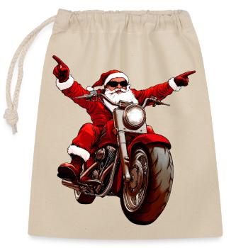 Weihnachten Motorradfahrer - Verschließbarer Geschenkbeutel aus Baumwolle (25x30cm) - Natur - Vorne