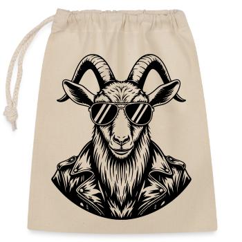 Chèvre cool avec des lunettes de soleil – Art au trait - Sac cadeau en coton avec cordon (25 x 30 cm) - nature - Devant