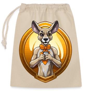 Heart Dog in Medallion - Closable cotton gift bag (25x30cm) - nature - Front
