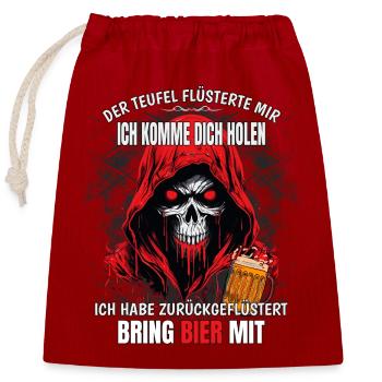 The devil whispered to me... - Closable cotton gift bag (25x30cm) - red - Front