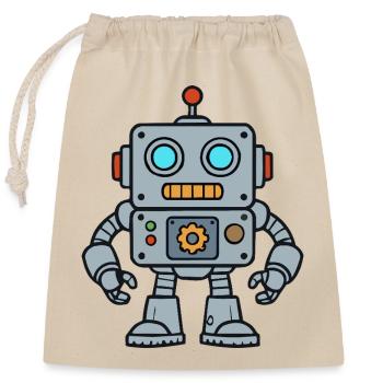 Retro Robot Pop Art - Verschließbarer Geschenkbeutel aus Baumwolle (25x30cm) - Natur - Vorne