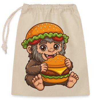 Mignon Sasquatch Bigfoot Cartoon Burger de restauration rapide - Sac cadeau en coton avec cordon (25 x 30 cm) - nature - Devant