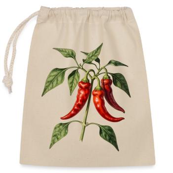 Botanische rote Paprika - Verschließbarer Geschenkbeutel aus Baumwolle (25x30cm) - Natur - Vorne