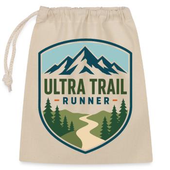 Ultra Trail Runner Mountain Shield - Closable cotton gift bag (25x30cm) - nature - Front