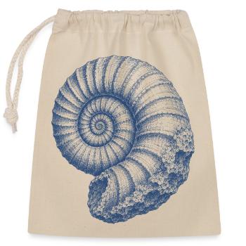 Ammonit Fossil Urzeit Meer Vintage Kunst - Verschließbarer Geschenkbeutel aus Baumwolle (25x30cm) - Natur - Vorne