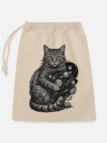 Kosmische Katze Kätzchen - Verschließbarer Geschenkbeutel aus Baumwolle (25x30cm) - Natur