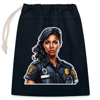 Police / Operations / Profession / Job / Emergency Forces - Closable cotton gift bag (25x30cm) - navy - Front