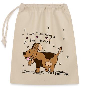 little dog loves walks in the snow - Closable cotton gift bag (25x30cm) - nature - Front