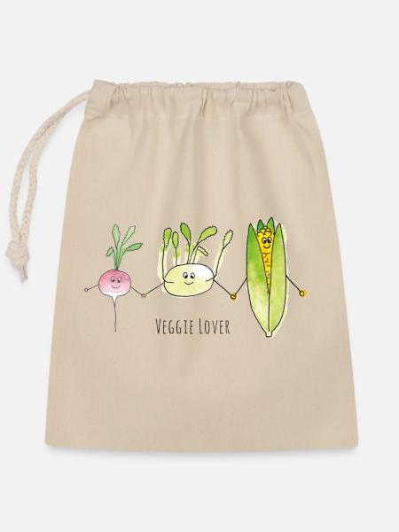Veggie Lover 2 - Verschließbarer Geschenkbeutel aus Baumwolle (25x30cm) - Natur