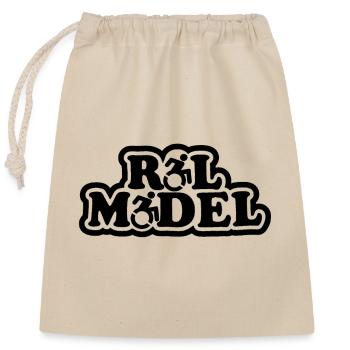 Modèle. Pour le vrai utilisateur de fauteuil roulant # - Sac cadeau en coton avec cordon (25 x 30 cm) - nature - Devant