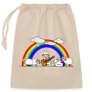 Sheep smoking weed - Closable cotton gift bag (25x30cm) - nature - Front