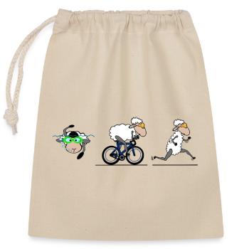 Triathlon Schaf - Verschließbarer Geschenkbeutel aus Baumwolle (25x30cm) - Natur - Vorne