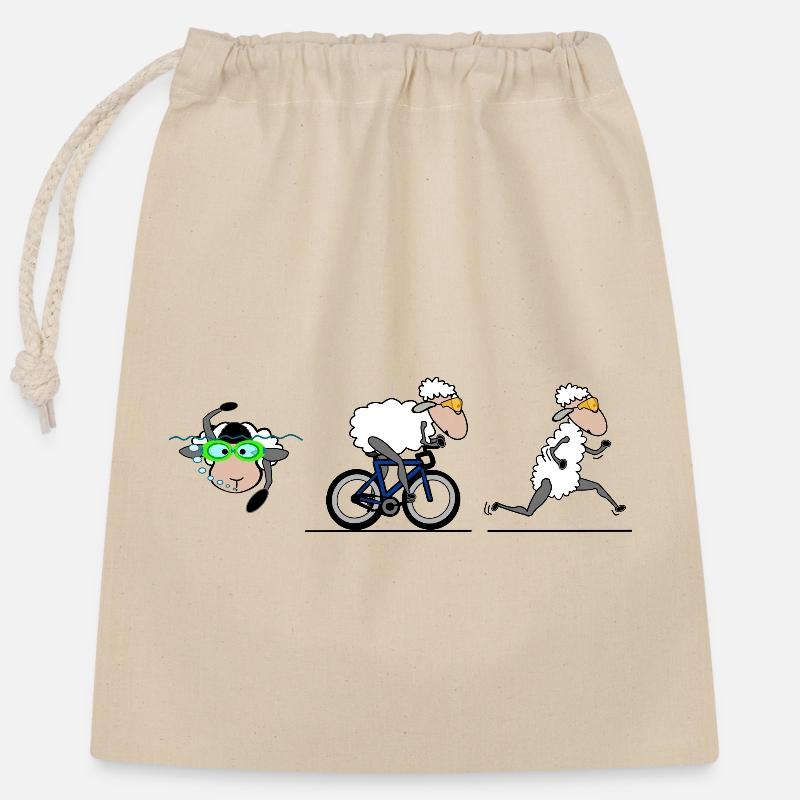 Triathlon Schaf - Verschließbarer Geschenkbeutel aus Baumwolle (25x30cm) - Natur