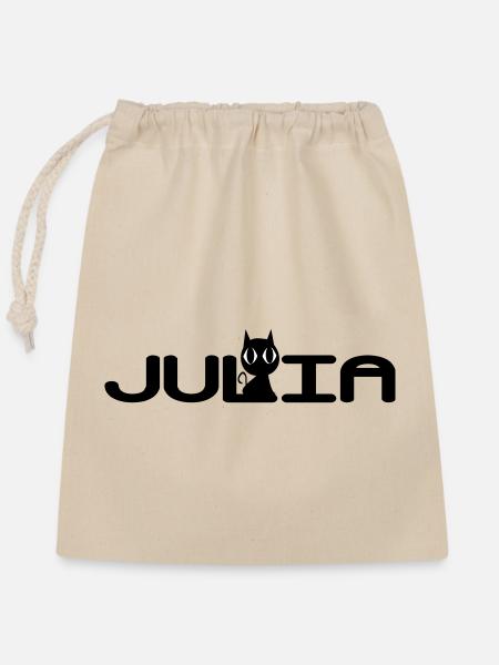 Julia with a black cat - Closable cotton gift bag (25x30cm) - nature