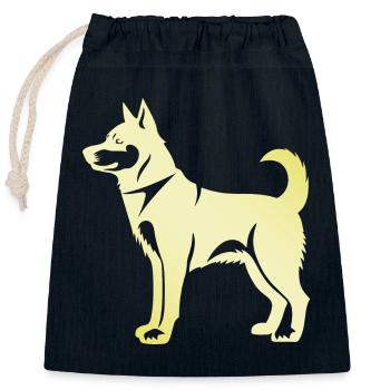 Husky Dog Silhouette - Closable cotton gift bag (25x30cm) - navy - Front