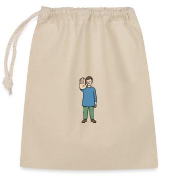 Stop Geste Cartoonfigur - Verschließbarer Geschenkbeutel aus Baumwolle (25x30cm) - Natur - Vorne