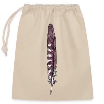 Feather brown-white hand-drawn (kestrel) - Closable cotton gift bag (25x30cm) - nature - Front