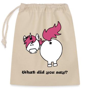 what did you say unicorn ass - Verschließbarer Geschenkbeutel aus Baumwolle (25x30cm) - Natur - Vorne